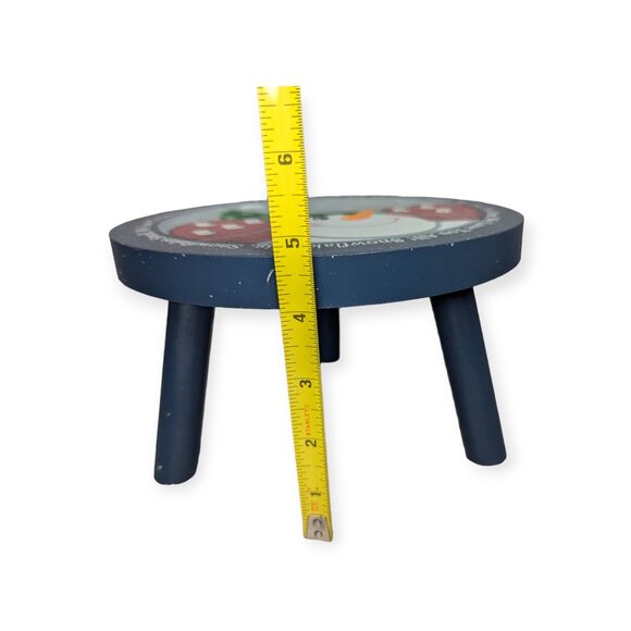 NWOT Wooden Painted Snowman 3 Legged Stool - Picture 11 of 13